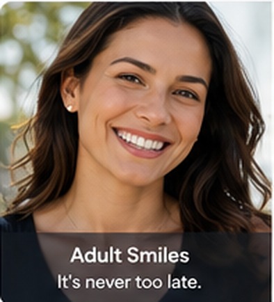 Smiling adult woman with straight teeth