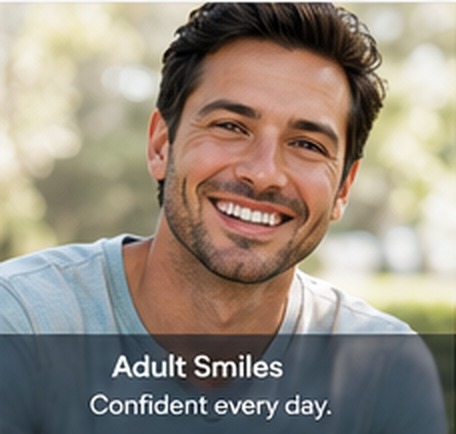 Smiling adult man with straight teeth