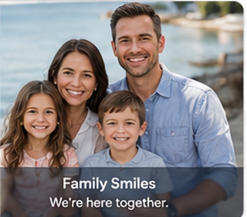 Smiling family representing patients from Nanaimo neighbourhoods