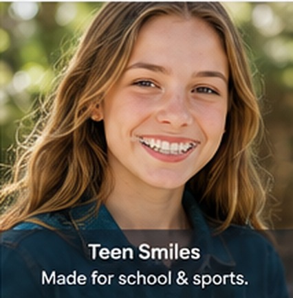 Smiling teenage girl with straight teeth