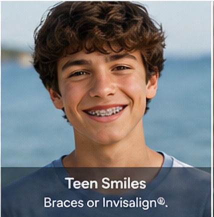 Smiling teenage boy wearing braces